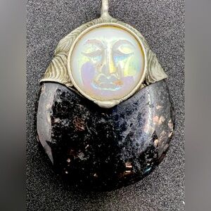 Callisto Jewelry nuummite & aura quartz pendant.